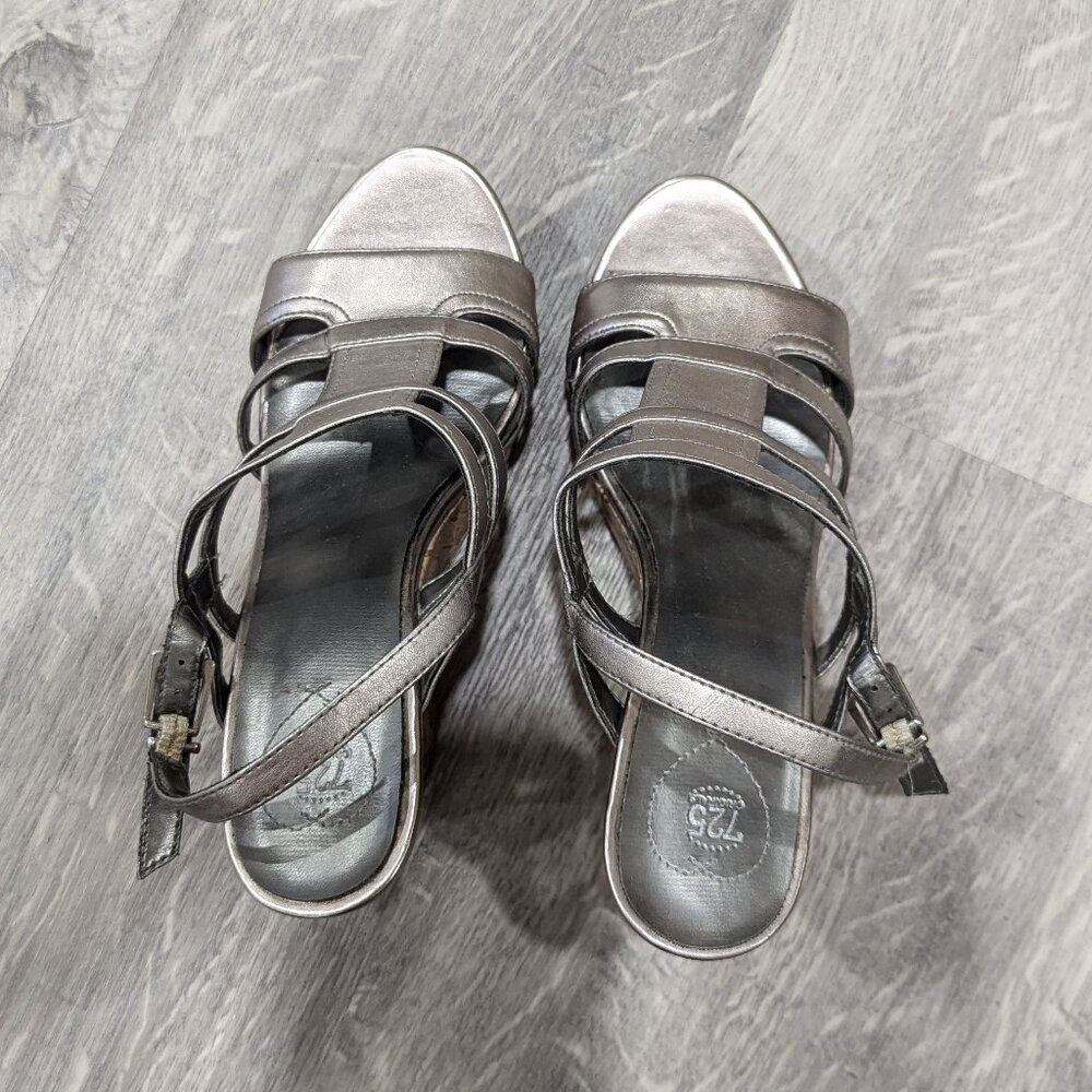 Silver Metallic Platform Sandals - Picture 2 of 6